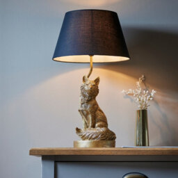 Luminosa Lighting Luminosa Fox Base & Shade Table Lamp Vintage Gold Paint & Black Fabric - thumbnail 2