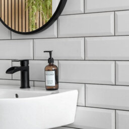 Top Ceramics White Bevelled Satin Metro Ceramic Wall Tile (L)300mm X (W)100mm Each Box 0.84Sqm