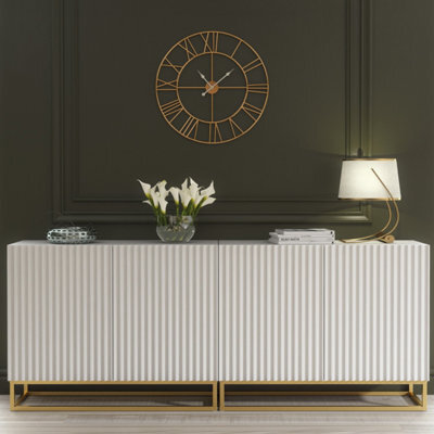 Creative Furniture Ripple Duo Sideboard 200Cm - White With Fluted Doors - image 1