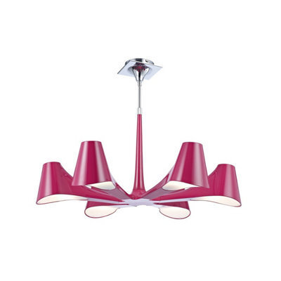 Luminosa Lighting Luminosa Ora Telescopic Convertible To Semi Flush 6 Light E27, Gloss Purple/polished Chrome - image 1