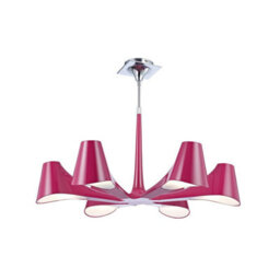 Luminosa Lighting Luminosa Ora Telescopic Convertible To Semi Flush 6 Light E27, Gloss Purple/polished Chrome