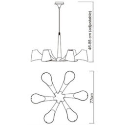 Luminosa Lighting Luminosa Ora Telescopic Convertible To Semi Flush 6 Light E27, Gloss Purple/polished Chrome - thumbnail 7