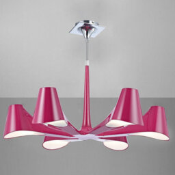 Luminosa Lighting Luminosa Ora Telescopic Convertible To Semi Flush 6 Light E27, Gloss Purple/polished Chrome - thumbnail 2