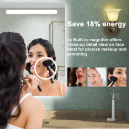 AVER-GROWTH Illuminated Bathroom Mirror With Led Lights 3X Magnifying Demister Pad Touch Switch Illuminated Wall Mirror 500X700mm - thumbnail 3