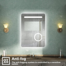 AVER-GROWTH Illuminated Bathroom Mirror With Led Lights 3X Magnifying Demister Pad Touch Switch Illuminated Wall Mirror 500X700mm - thumbnail 2