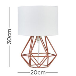 Valuelights Angus Pair Of Angus Small Copper Metal Basket Cage Table Lamps With White Fabric Shades - thumbnail 5
