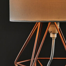 Valuelights Angus Pair Of Angus Small Copper Metal Basket Cage Table Lamps With White Fabric Shades - thumbnail 3