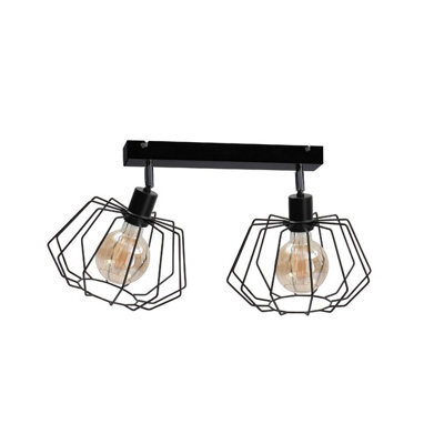 Luminosa Lighting Luminosa Luna Twin Ceiling Spotlight Black, 50Cm, 2X E27