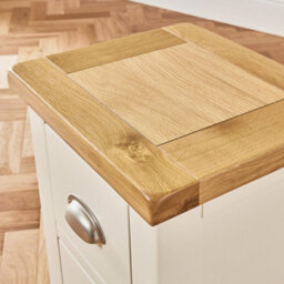 The Furniture Market Cotswold Cream Painted Slim 2 Drawer Bedside Table Compact Storage Solution With Natural Oak Top, Perfect For Bedroom Living Room - thumbnail 7