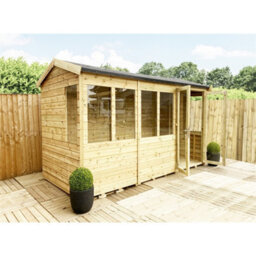 Marlborough - 9 X 14 Reverse Pressure Treated T&g Apex Summerhouse + Double Doors + Lock & Key (9 X 14' / (9 X 14Ft) (9X14) - thumbnail 9