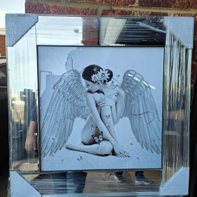 Biznest Modern Liquid Glitter Wall Art With Mirrored Edges Extra Large Size 55X55Cm (Biz1053)