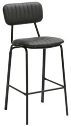Lamboro Belluno Kitchen Bar Stool With Fixed Height And Backrest, Black - thumbnail 1