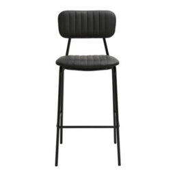 Lamboro Belluno Kitchen Bar Stool With Fixed Height And Backrest, Black - thumbnail 4