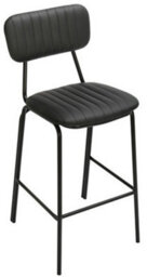 Lamboro Belluno Kitchen Bar Stool With Fixed Height And Backrest, Black - thumbnail 2