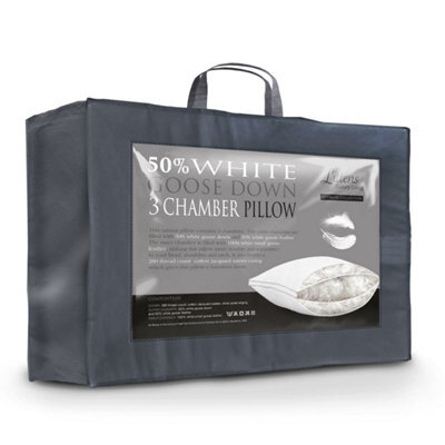 Littens 3 Chamber 50% Goose Down Side Sleeper Pillow 280Tc Cotton, Down Proof - image 1