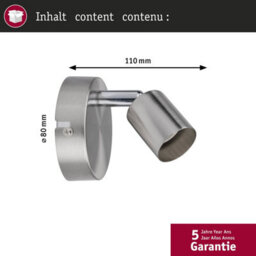 Paulmann 66743 Carolina Spotlight Spot Without Lamp Ceiling Lamp Max. 1X10 Watts Nickel Matt Metal Gu10 - thumbnail 4