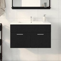 Berkfield Bathroom Sink Cabinet Black Oak 90X38,5X46 Cm Engineered Wood - thumbnail 4