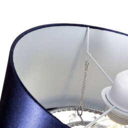 Happy Homewares Modern Navy Satin Fabric Pendant Light Shade With Transparent Acrylic Droplets - thumbnail 4