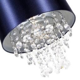 Happy Homewares Modern Navy Satin Fabric Pendant Light Shade With Transparent Acrylic Droplets - thumbnail 3