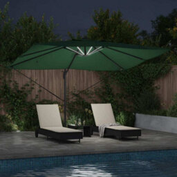 Berkfield Elegant Cantilever Roma Parasol With Leds Green 352X251X265 Cm Aluminium - thumbnail 4