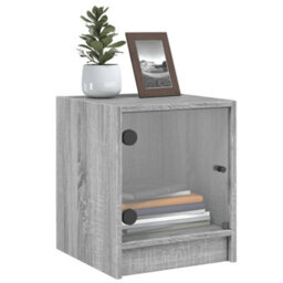 Berkfield Bedside Cabinets With Glass Doors 2 Pcs Grey Sonoma 35X37X42 Cm - thumbnail 4