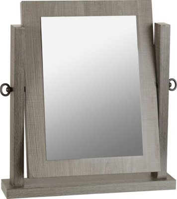 Seconique Lisbon Dressing Table Mirror In Black Wood Grain Finish Adjustable Swivel Base - image 1
