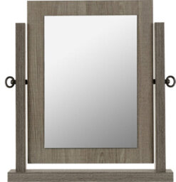 Seconique Lisbon Dressing Table Mirror In Black Wood Grain Finish Adjustable Swivel Base - thumbnail 2
