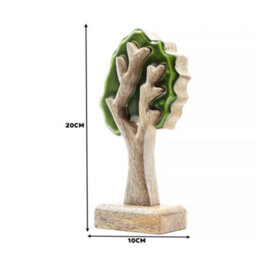 Serenityy Lost In The Forest - Single 3D Wooden Tree Decoration In Green Mango Wood And Enamel, 20X10Cm - thumbnail 5