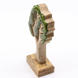 Serenityy Lost In The Forest - Single 3D Wooden Tree Decoration In Green Mango Wood And Enamel, 20X10Cm - thumbnail 6