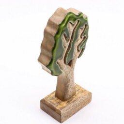 Serenityy Lost In The Forest - Single 3D Wooden Tree Decoration In Green Mango Wood And Enamel, 20X10Cm - thumbnail 7