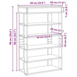 Berkfield Elegant Shoe Rack Grey Sonoma 60X30X98 Cm Engineered Wood - thumbnail 9