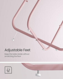 Songmics Vasagle End Table, Round Side Table With Fabric Basket For Extra Storage, Modern, Pastel Pink And Cloud White - thumbnail 6