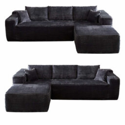 M N Furniture Ltd Modern L-Shaped Right Or Left Corner Sofa - Smart Pack In Box, No Assembly-(Black, Right Corner Sofa) - thumbnail 3