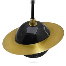 Long Life Lamps Company Mini Globe Modern Black Marble Ceiling Pendant Lamp Shade Brass Holder H3071 - thumbnail 5