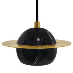 Long Life Lamps Company Mini Globe Modern Black Marble Ceiling Pendant Lamp Shade Brass Holder H3071 - thumbnail 3