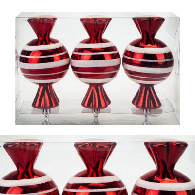 Red & White Sweet Baubles Candy Cane (3 Pack) - Christmas Decorations - image 1