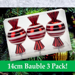Red & White Sweet Baubles Candy Cane (3 Pack) - Christmas Decorations - thumbnail 6