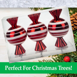 Red & White Sweet Baubles Candy Cane (3 Pack) - Christmas Decorations - thumbnail 2