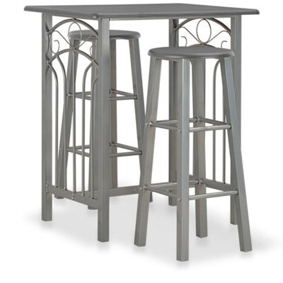 Berkfield 3 Piece Bar Set Wood And Steel Anthracite - image 1