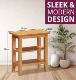 Hallowood Furniture Aston Side Table With 2 Shelves - thumbnail 3