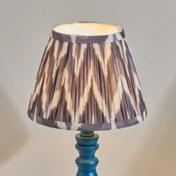 Luminosa Lighting Luminosa Bibury Satin Marlin Blue Paint Table Lamp With Pearl Grey Fabric Zigzag Shade 20Cm B22 - thumbnail 4
