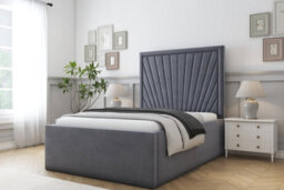 "Sloomy Somerset Steel Plush Deep-Sided Bed Frame With 50"" Upholstered Headboard 4'6 Double" - thumbnail 2