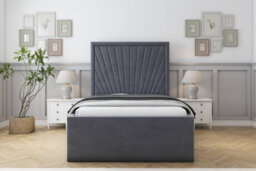 "Sloomy Somerset Steel Plush Deep-Sided Bed Frame With 50"" Upholstered Headboard 4'6 Double"