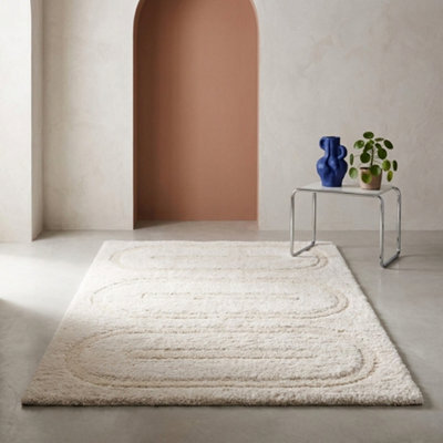 Sweeek - Indoor Rug With Geometric Patterns Cream 170X120 Cm - Mae - image 1