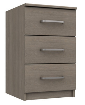 Rochester 3 Drawer Bedside Chest - Grey Oak On Express Delivery And Ready Assembled - image 1