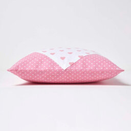 Homescapes Cotton Pink Hearts And Polka Dots Cushion Cover, 45 X 45 Cm - thumbnail 3