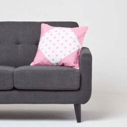 Homescapes Cotton Pink Hearts And Polka Dots Cushion Cover, 45 X 45 Cm - thumbnail 2