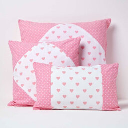 Homescapes Cotton Pink Hearts And Polka Dots Cushion Cover, 45 X 45 Cm - thumbnail 5