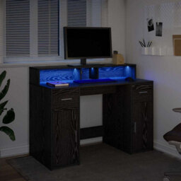 Berkfield Modern Desk Black Oak 120X55X91 Cm Engineered Wood - thumbnail 5