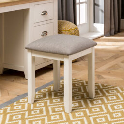 The Furniture Market Cheshire Cream Painted Dressing Table Stool With Natural Fabric Seat Pad, Tapered Foot Design, Premium Quality Construction - thumbnail 3